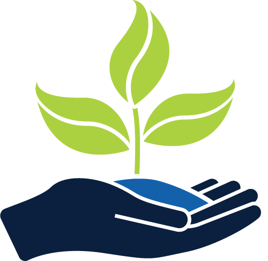 "Fostering" strategic priority icon with hand holding plant
